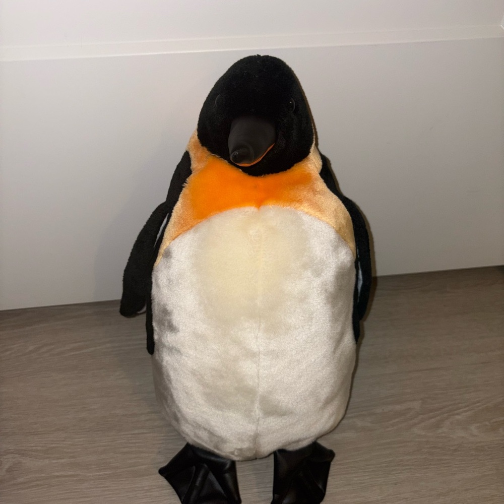 Plush Penguin Stuffed Animal - Black, White & Orange Accent